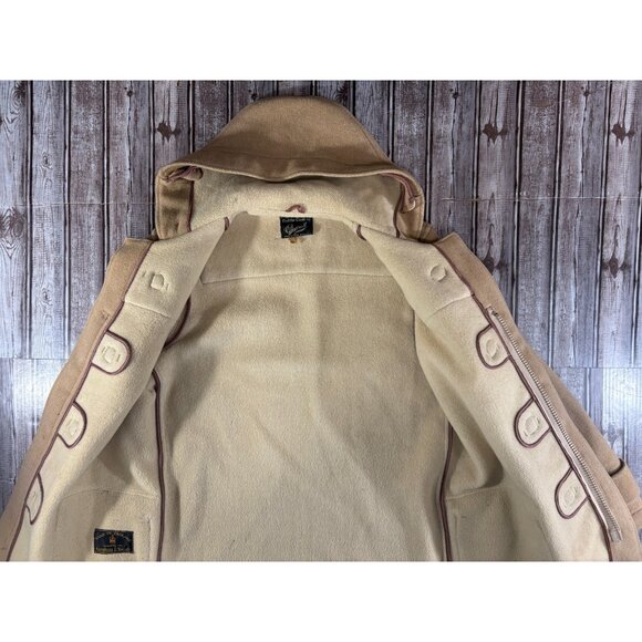 Gloverall X Abraham & Strauss Duffle Wool Coat sz 42 Beige Made England 70's 80' - Picture 2 of 8